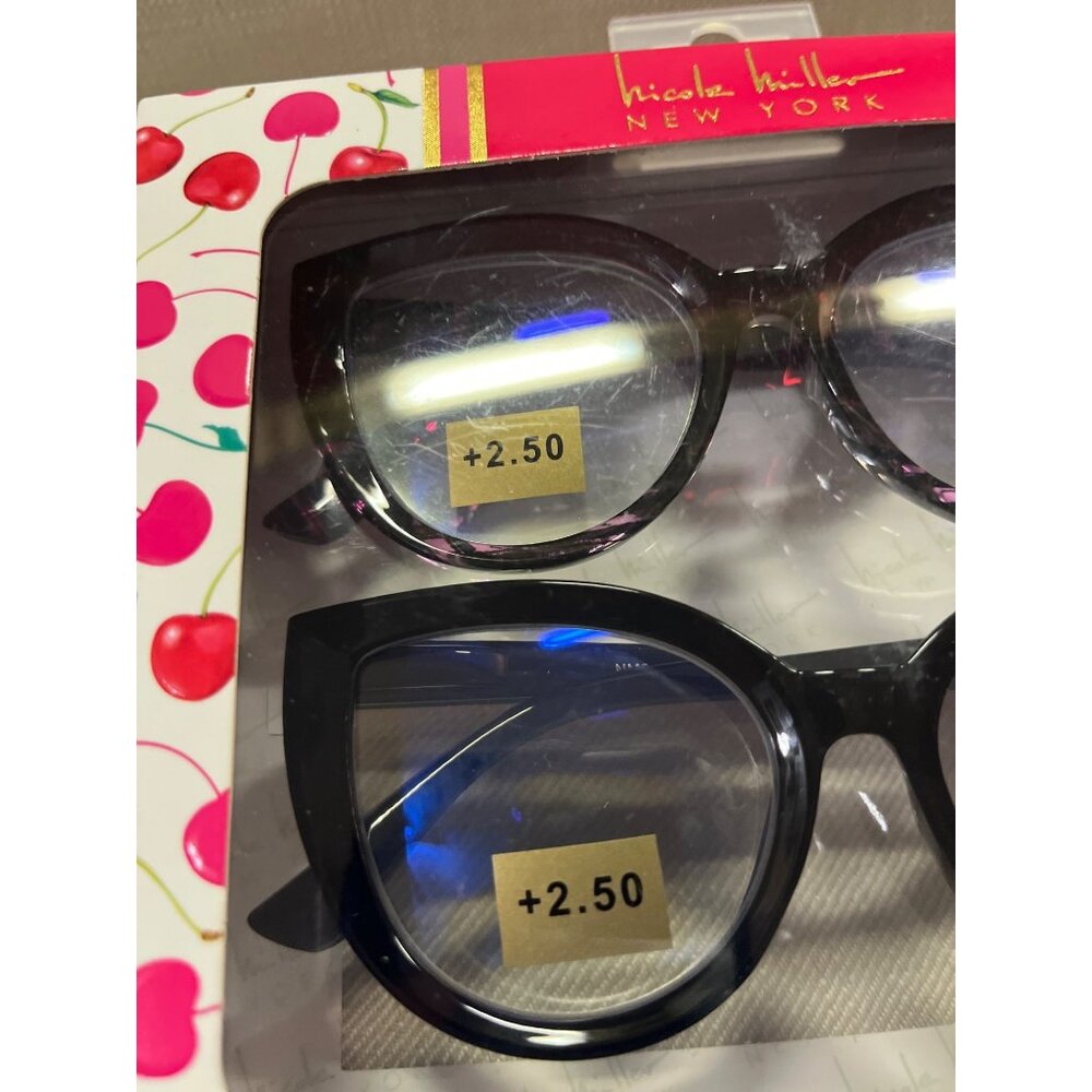 Nicole Miller Reading Glasses Blue Light 2 Pair +2.50 Black Tortoise - Picture 15 of 15